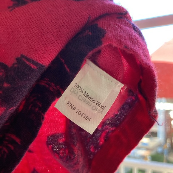 Women's Garnet Hill Pink & Black Cardigan with Rose Detail & 3/4 sleeve, size M - Picture 8 of 8